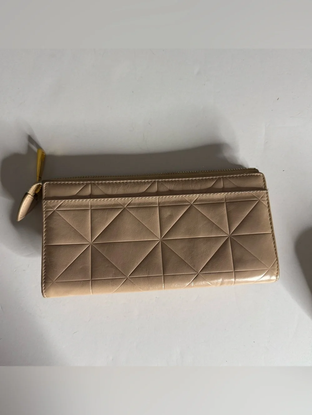 Marc Jacob’s Beige Quilted Leather Zip Wallet with Double Front Pockets